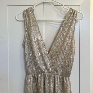 Lulu’s Gold Metallic Floor Length Maxi dress
